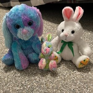 Colorful Plush Bunny Trio for Small Pets